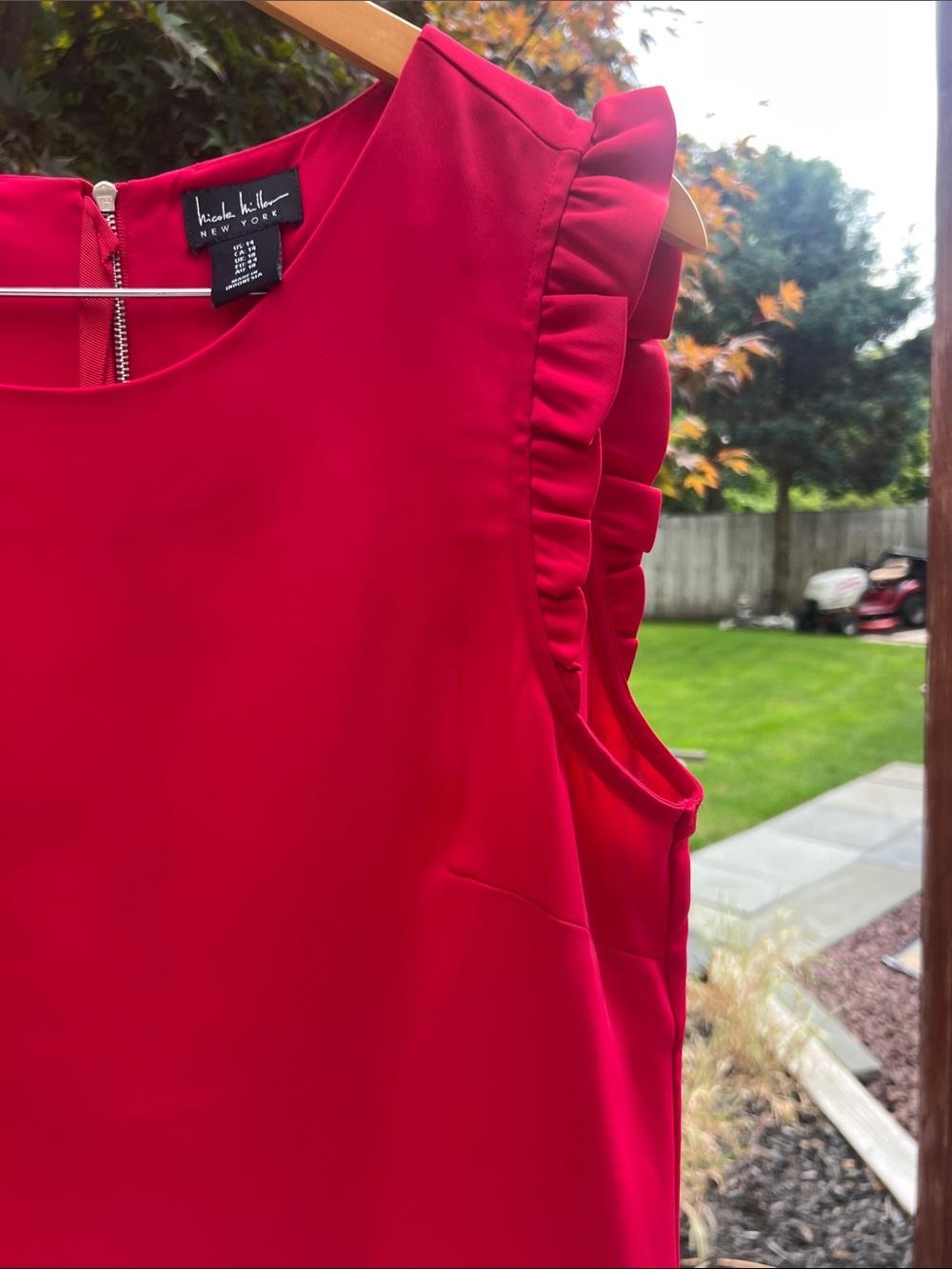 Nicole Miller Ruffle-Shoulder Dress - Picture 4 of 7